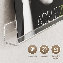 Gotega 12 Pack Vinyl Record Shelf Wall Mount, 12 inch Album Record Holder Display, Clear Acrylic Floating Shelves for Wall, Suitable for Bedroom, Living Room, Magazine Shelf, Kids Bookshelf, etc