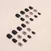 Clataly 24Pcs Black Vine False Nails Dark Butterfly Design Fake