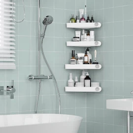 Sotfamily Plastic Shower Caddy Corner (For 90° Only), 4 Pack Adhesive Corner Shower Shelves for Bathroom Organizers and Storage, White