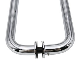 Top Hardware Stainless Steel 24'' (Center to Center) Round Back to Back Shower Door Double Towel Bar Handle, Double-Sided, Mirror Chrome Finish, 24 Inch, BBTB2424M