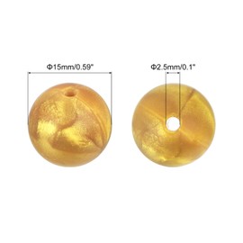 uxcell 50Pcs 15mm Silicone Beads, Round Loose Rubber Bead Bulk Focal Beads for DIY Keychain Pens Bracelets Jewelry Making (Gold)