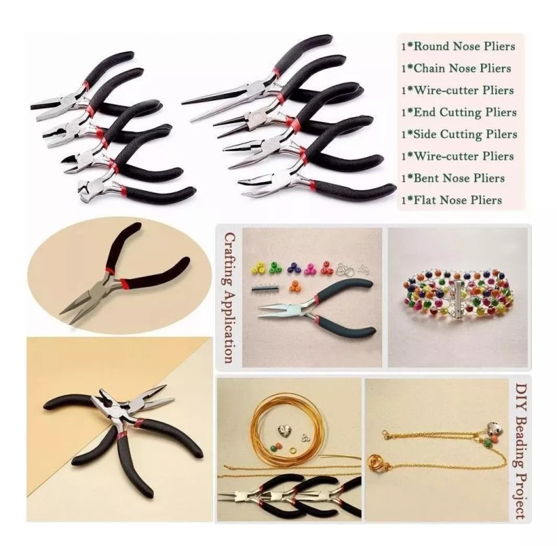 LOMETEB Juego 8 Pzs Mini Alicates Para Joyas Herramientas Abalorios