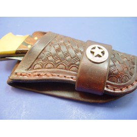 Custom Hand Tooled Leather Knife Sheath for Buck 110 Tooled and Dyed Dark Brown