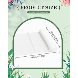 TINGSING Geschenkpapier für Blumenstrauß mit Perlenrand, 27,9 cm x 4 m, zerknittertes Netzpapier, Blumenzubehör für Hochzeit, Valentinstag, Party, Geschenkverpackung, Basteln, Weiß, 2 Stück