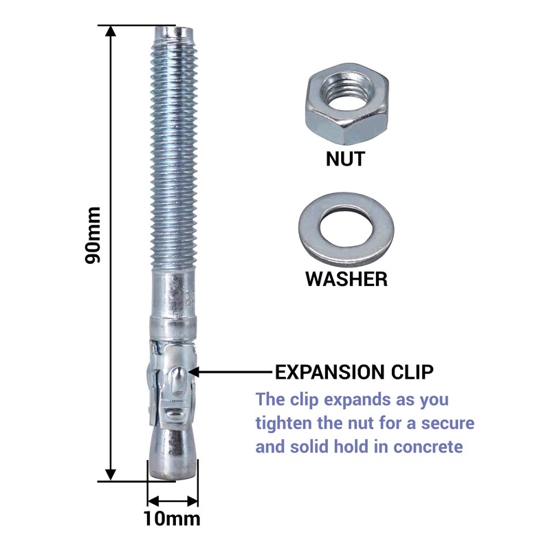 SKIR'CO Wedge Anchor M10 x 90 mm, Metal Dowels, Bolt