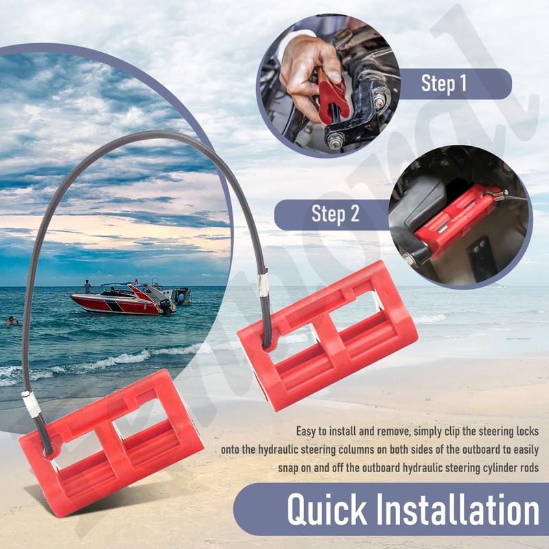 Red Hydraulic Steering Locks, Outboard Motor Steering Lock for Most