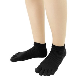 [Kaitak Family] Women's 5 Toe Socks, Short Care, Made in Japan, Supporter, Support, 22.0-23.0, 23.5-24.5, Black