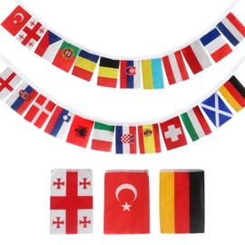 24 Countries Flags Bunting, 24 Countries Double Sided Fabric Euro Bunting Garland for Eurovision Euro Nations Football League House Bar Garden Party Decoration