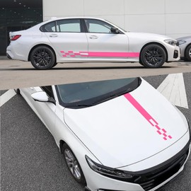 YAMUDA Car Hood Body Rearview Mirror Personality Pull Flower Modification Decorative Stickers 5 PCS YQ08 (Pink)