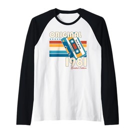 44th Birthday Gifts July Vintage 1981 Cassette Raglan Baseball Tee