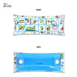 Snoopy 0221 Women's Pencil Case, Pencil Case, Accessory Case, Glasses Case, Clear Multi Case, L Size, Slim, Blue (SPZ-3122)