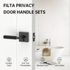 FILTA 1 Pack Matte Black Privacy Door Handles, Knurled Door