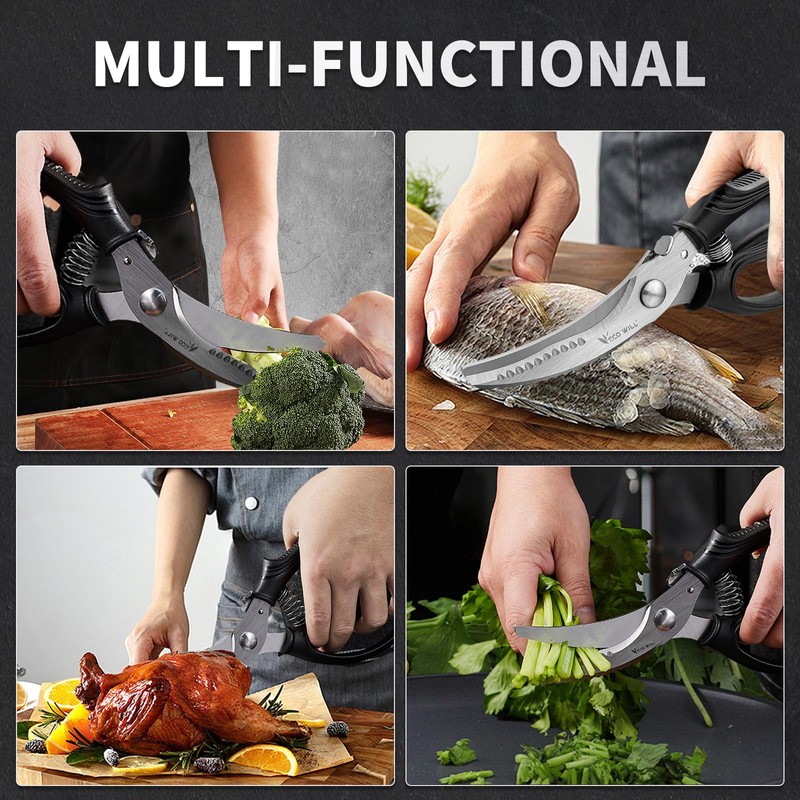 ECO-WILL Heavy Duty Kitchen Poultry Shears with 2 Springs, Non-Slip
