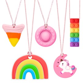 CLDY 5 Stück Sensory Kauen Halskette, BPA-frei, Kaukette für Kinder, beisskette für kinder, Autismus-Spielzeug für Jungen und Mädchen, perfekt für Kinder mit ADHS, Beißende, Fingernägel Kauen