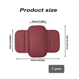 Car Center Console Cover,Car Armrest Storage Box Mat,PU Leather Auto Armrest Seat Box Cover Protector,Four Seasons Universal Car Armrest Storage Box Mat with 2 Storage Bags (Red)