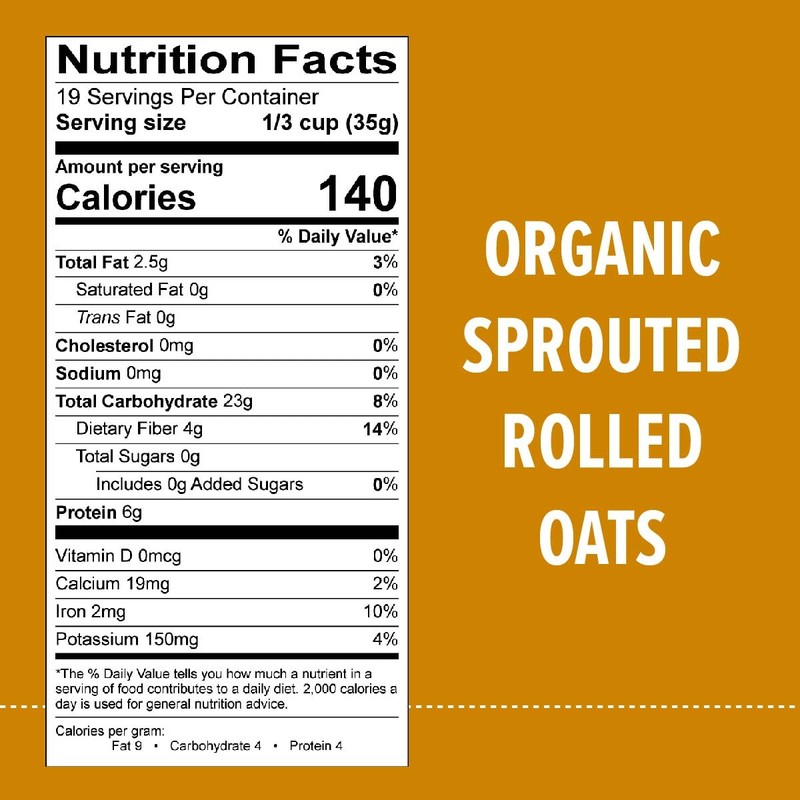 One Degree Organic Foods Sprouted Rolled Oats, USDA Organic, Non-GMO