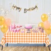 WNINK 2 Pack Orange and White Checkered Rectangular Plastic Tablecloths,