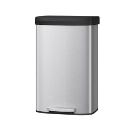 Garvee 21 gal / 80 L Stainless Steel Trash Can with Lid, Large Garbage Can for Kitchen, Rustproof Step-on Kitchen Metal Trash Bin with Liner Rim, Rear Handle, Soft Close Plastic Lid, Silver