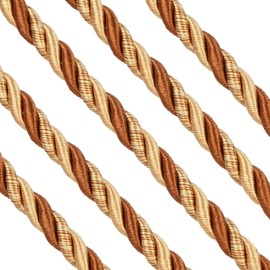 Fenghuangwu - Cuerda de cuerda de 10 yardas / 10 mm para coser y manualidades, cuerda de nailon trenzado para bricolaje, decoración del hogar, decoración de muebles de sofá, café claro