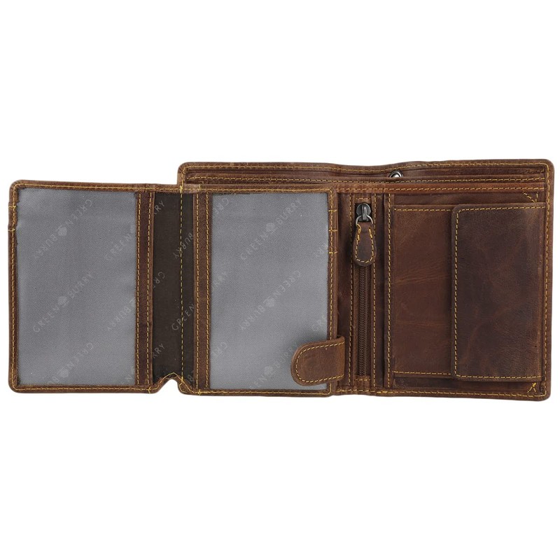 Greenburry Vintage Cafe-Racer RFID Leather Wallet 9.5 cm, brown, coin