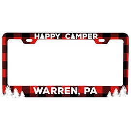Warren Pennsylvania Car Metal License Plate Frame Plaid Design