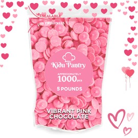 Kidu Pantry Vbrant Pink Melting Chocolate Wafers 5 Pound Bulk In Resealable Bag - Valentine's Day Pink Chocolate