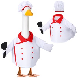 Geyoga Chef Goose Outfit Lawn Goose Costume Yard Lawn Porch Goose Clothes for 23'' Plastic Goose Outdoor Patio Art Decoration