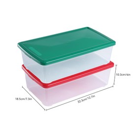 Party Club of America Stackable Clear Plastic Storage Bins with Lids Organizer Containers Shoe Boxes With Lids 12 Packs 6 Quart Latching Storage Box Clear Storage Bins Shoe Boxes (Red green)