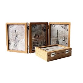 Xshelley retro home jewelry gifts, 3 frame double folding frame, double-sided photo frame 180 degree rotation, creative photography studio/Album (4X6)