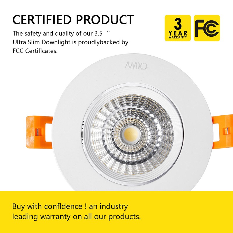 CXWV 3 Inch LED Recessed Downlight, 5W COB Ceiling Light