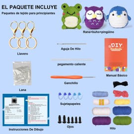 7CDXD 3Pcs Crochet Kit for Beginners, Beginners Crochet Kit Adults Kids Crochet Knitting Animal Set for Beginners with Instructions and Video Tutorials