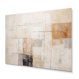 DesignQ Modern Scandinavian Metal wall art, Zen Art Of Modern Scandinavian In Minimalism, modern scandinavian Metal wall art decor, Beige Metal wall art, 20x12 inches