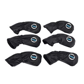 GOOACTION 6PCS/Set (48° 52° 54° 56° 58° 60°) Golf Club Wedge Head Covers Set with Puppy Pattern Thick Synthetic Leather Black Funny Headcovers