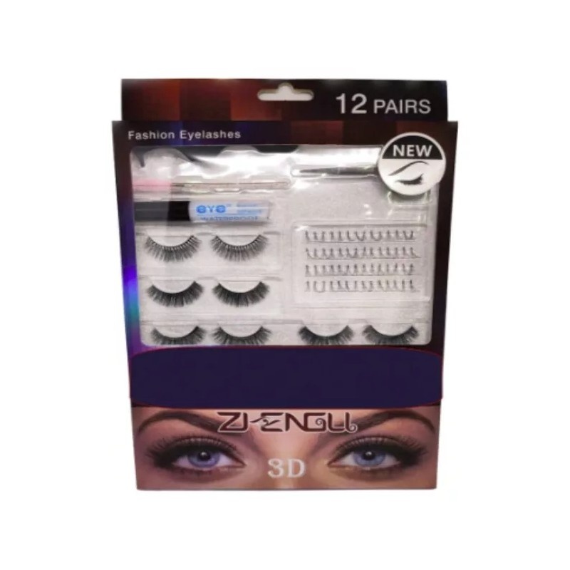 Nude Kit 12 Pares Pestañas Postizas 3d Nude
