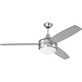 Craftmade PHZ52BNK3-BNGW Phaze II 52" Ceiling Fan with LED Lights & Wall Control, Brushed Polished Nickel