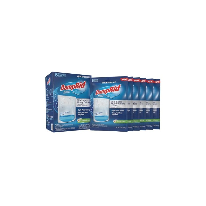 DampRid Fresh Scent Single-Use Pouch Moisture Absorber, 6-Pack
