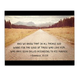 Book of Romans 8 28 Bible Wall Decor, Book Bible Christian Quote Decor, Bible Verse Wall Print, Bible Quote 11 x 14 Wall Print, Inspirational Poster for Family & Friends, Birthday Gift for Women
