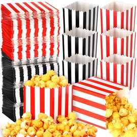 Maitys 200 Pack Mini Popcorn Boxes for Party 16oz Bulk Paper Striped Popcorn Boxes Cardboard Container 3 x 3.9 in for Movie Nights Supplies Home Theater Carnivals Birthday Wedding