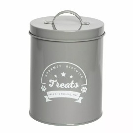 Pet Treat Jars/Canisters Park Life Designs 1.4 Qt. Small Treat Canister | Gourmet Biscuits (Grey)