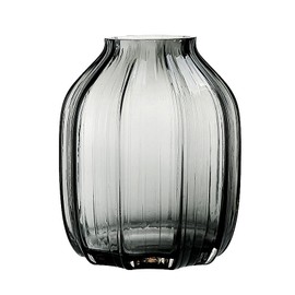 Black Grey Glass Vase for Flowers,Dark Grey Bud Tall Glass Vases,H-8.0" Simple Striped Design for Home Floor Decor,Farmhouse Decor, Centerpiece Coffee Table Decorations