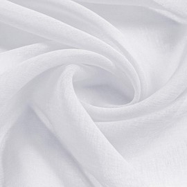 MRTREES White Net Curtains for Windows, Sheer Faux Linen Curtains with Eyelet, Soft and Lightweight for Bedroom Living Room, 2 Panels 142x206 CM 56x81 Inch White