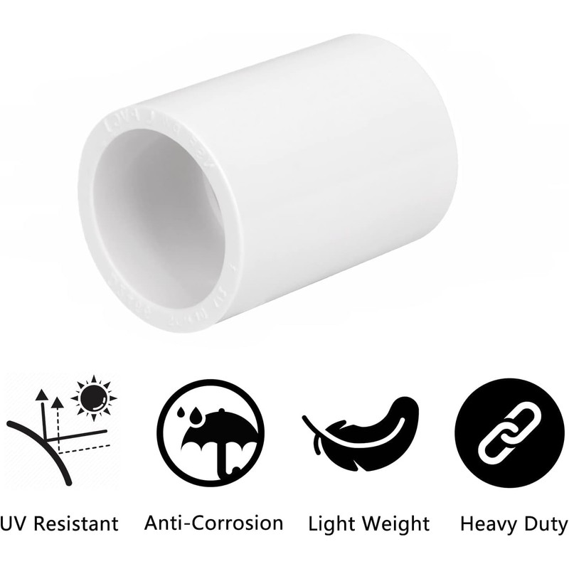10 Pack 3/4" PVC Pipe Coupling Adapter Pipe Fitting Connector