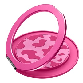 DaBuBu Cell Phone Ring Holder Stand [Compatible with MagSafe], Cell Phone Accessories Metal Matte Ring Holder, Magnetic Phone Grip for Phones and Cases - Hot Pink Cow