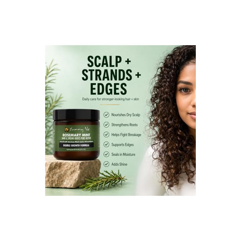 Sunny Isle Rosemary Mint Hair and Strong Roots Butter 2oz