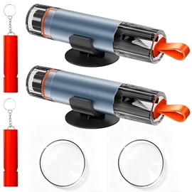 Gurtschneider Notfallhammer Auto 2 Stück, Notfallhammer Auto mit Gurtschneider, Federkörner mit Gurtschneider,Autoscheiben Zertrümmerer Car Essentials Rescue Tool mit Testglas&Sicherheitspfeife