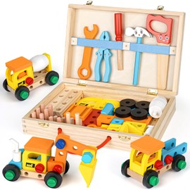 Carpenter Toy, Building Toy, Montessori Wooden Educational Toy, Tools, For Ages 3 4 5 6 7 8, Boys and Girls, Gift, Children, Popular, Birthday Present with Storage Box
