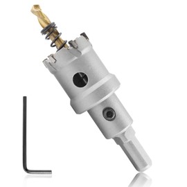 Qjaiune Metal Hole Saw 1-1/8 Inch / 28mm Hole Saw Drill Bit, Tungsten Carbide Tipped Hole Cutter with Titanium Plated Pilot Drill Bit, TCT Hole Saw for Stainless Steel Sheet Metal Brass Aluminum