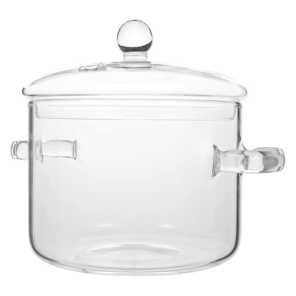 Glass Saucepan with Cover, Stovetop Cooking Pot with Lid and
