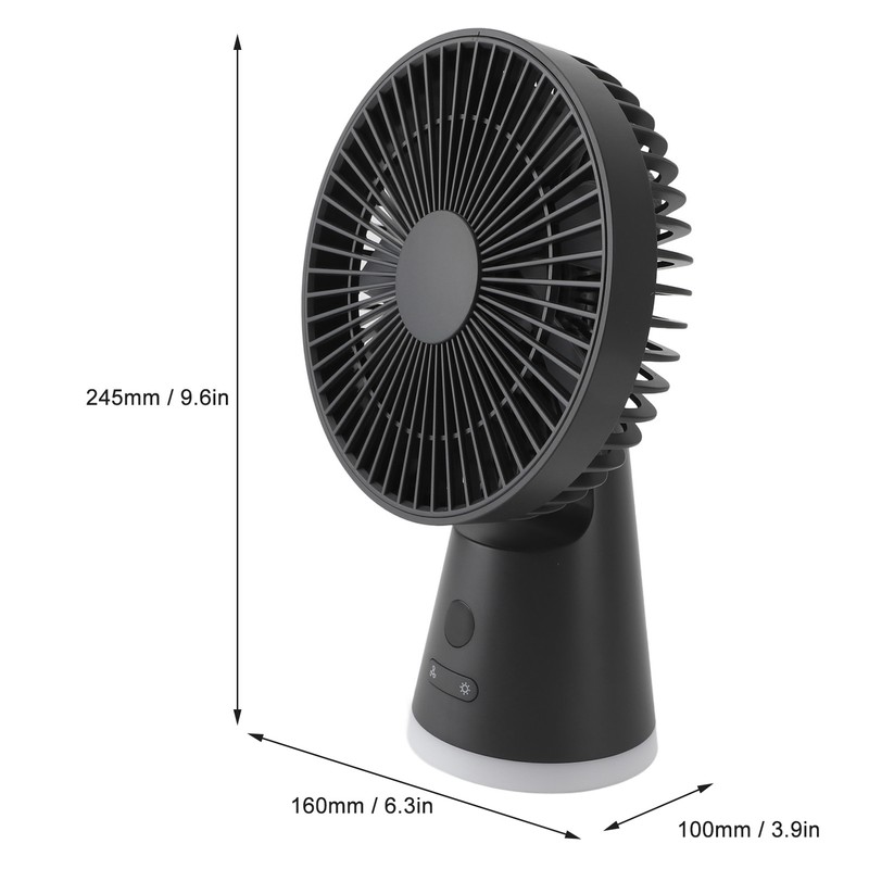 Desktop Fan Portable 5 Speed Power Display Quiet USB Rechargeable