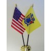 New Jersey State and United States Friendship Table Flag Display